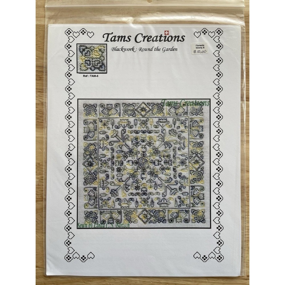 Tams Creations BLACKWORK: ROUND THE GARDEN Needlepoint Embroidery Pattern